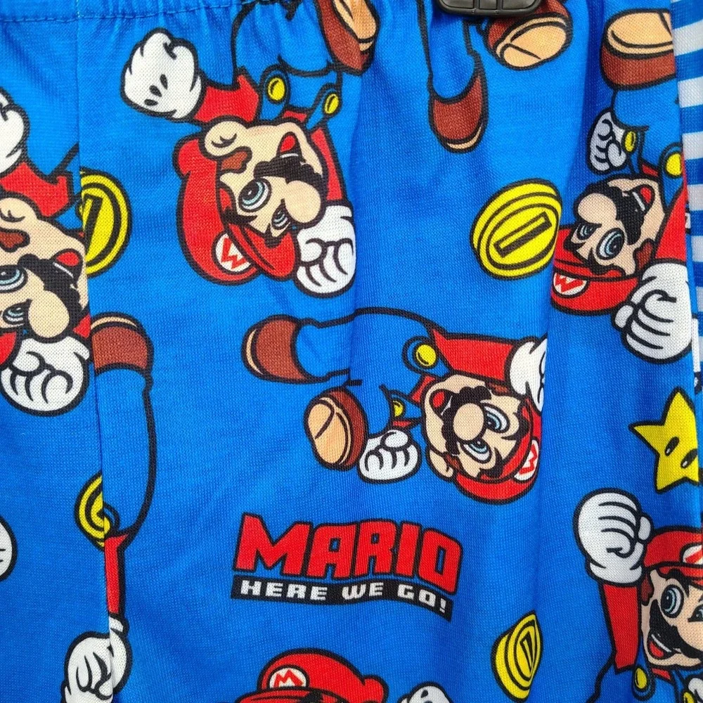 NWT Super‎ Mario Boys Pajama Shorts Set XS 4/5 Blue Stripes Cartoon Video Gamer